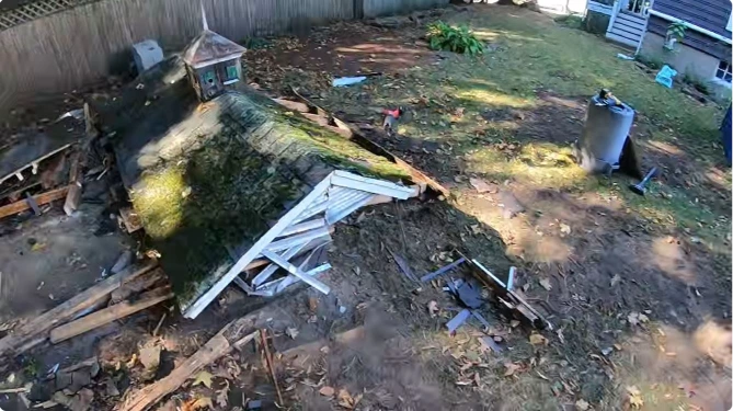 Shed removal in action — demolition and haul-away in Peoria, IL
