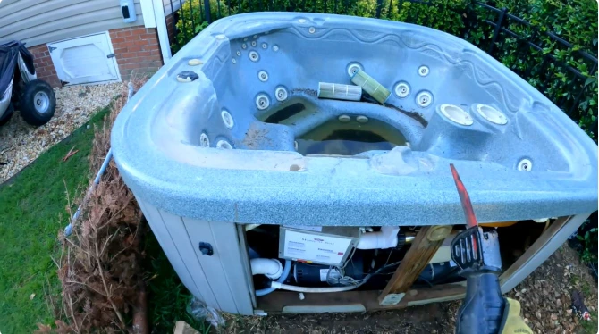 Hot tub removal activity — crew at work in Peoria, IL